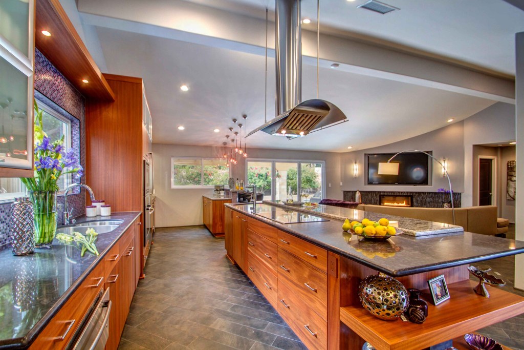Contemporary Island with Glass Cooktop