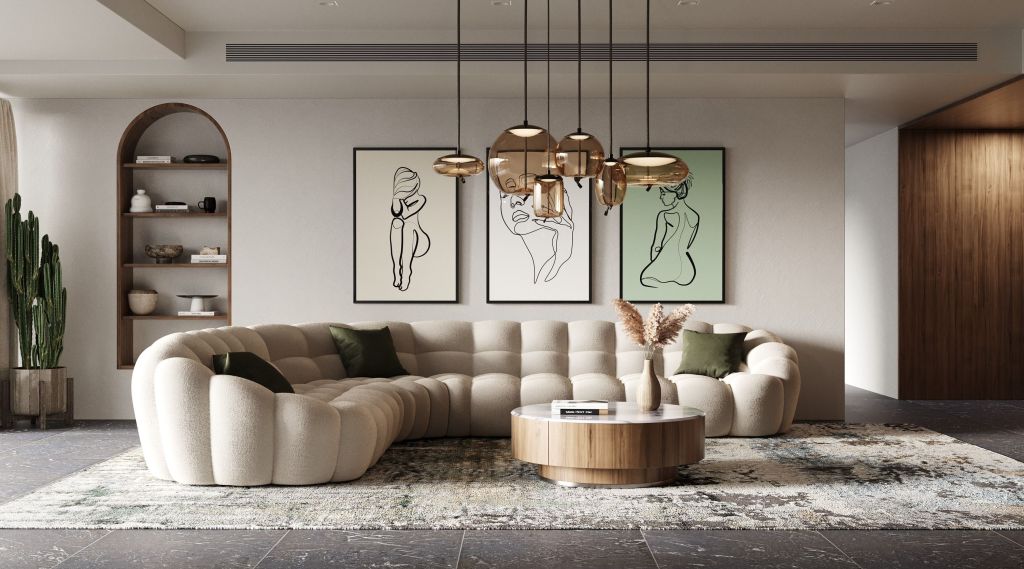 curved leather sofa