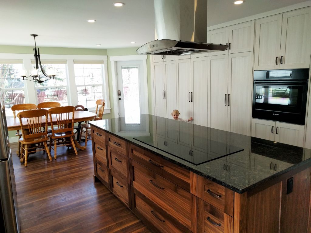 Rustic Wood Island with Induction Cooktop